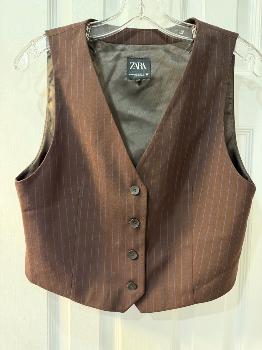 ZARA Women’s Brown Pinstripe Tailored Vest